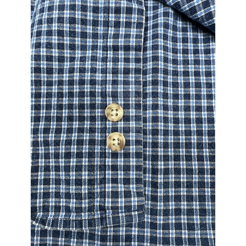 Eddie Bauer Blue Plaid Button Down Collared Short‎ Sleeve Shirt Casual Mens SZ L - Picture 8 of 8